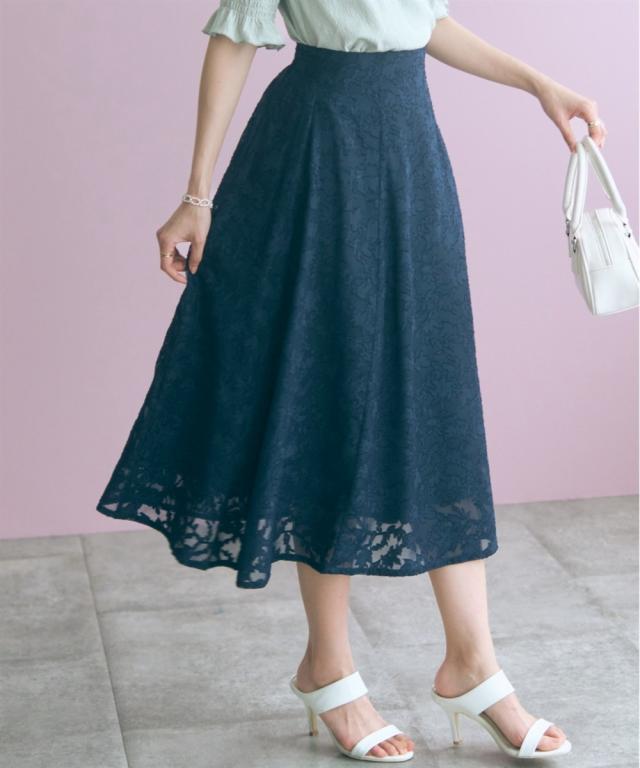 ロングスカート レディース フラワーシアーカットジャガード スカート marun 夏 マキシスカート 長め ロンスカ | 6L/8L/10L | ニッセン nissen_9
