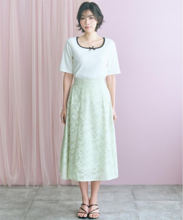 ロングスカート レディース フラワーシアーカットジャガード スカート marun 夏 マキシスカート 長め ロンスカ | 6L/8L/10L | ニッセン nissen_18