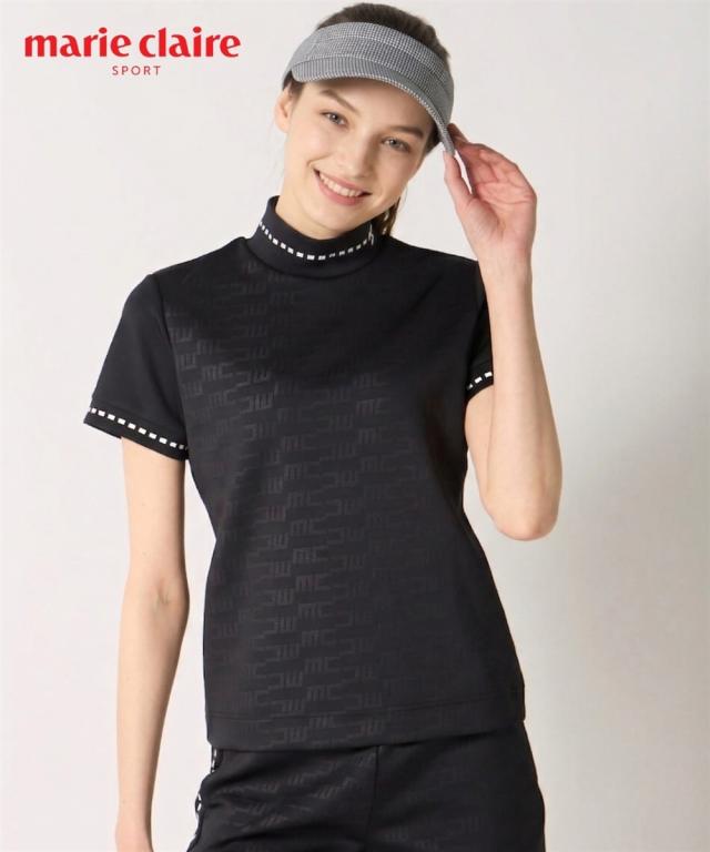 marie claire SPORT スポーツウェア トップス レディース ダンボール ニット 半袖 モックネック プルオーバー marie claire sport UVカット 夏 ニッセン nissen