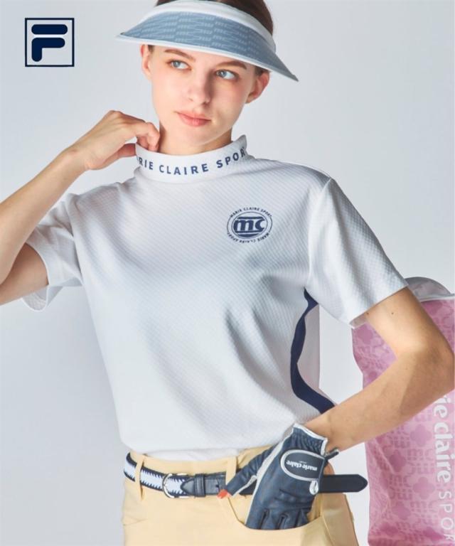 marie claire SPORT スポーツウェア トップス レディース 多機能 半袖 切替モックネック プルオーバー marie claire sport 接触冷感 吸湿冷感 UVカット 吸汗速乾