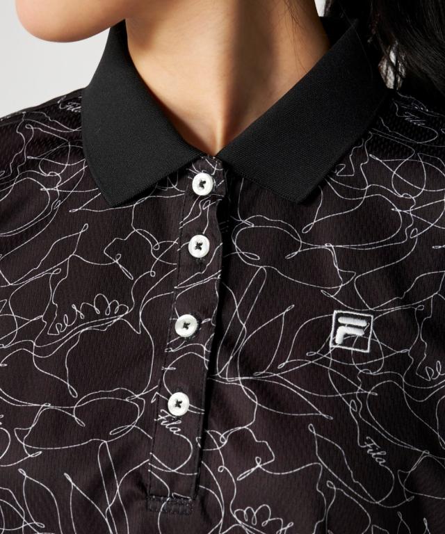FILAGOLF スポーツウェア トップス レディース ラインフラワー柄リブオーバーサイズ シャツ FILA GOLF 接触冷感 吸汗速乾 夏 | LL/3L | ニッセン nissen_3