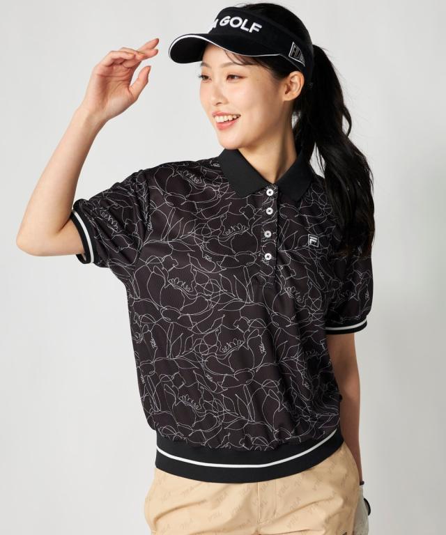 FILAGOLF スポーツウェア トップス レディース ラインフラワー柄リブオーバーサイズ シャツ FILA GOLF 接触冷感 吸汗速乾 夏 | LL/3L | ニッセン nissen_4