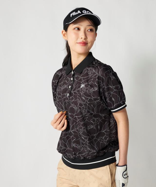 FILAGOLF スポーツウェア トップス レディース ラインフラワー柄リブオーバーサイズ シャツ FILA GOLF 接触冷感 吸汗速乾 夏 | LL/3L | ニッセン nissen_5