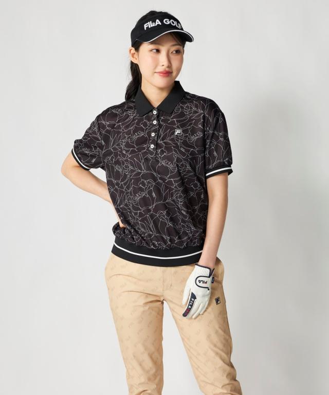 FILAGOLF スポーツウェア トップス レディース ラインフラワー柄リブオーバーサイズ シャツ FILA GOLF 接触冷感 吸汗速乾 夏 | LL/3L | ニッセン nissen_6