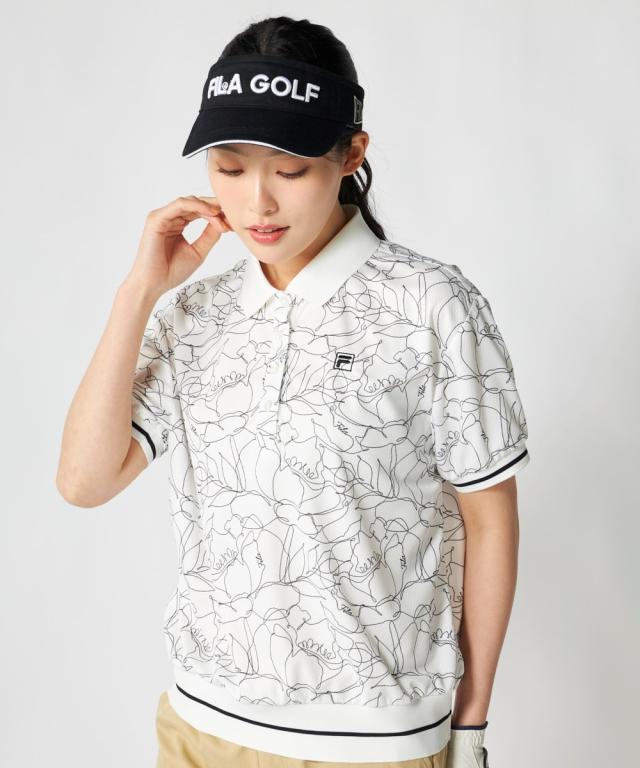 FILAGOLF スポーツウェア トップス レディース ラインフラワー柄リブオーバーサイズ シャツ FILA GOLF 接触冷感 吸汗速乾 夏 | LL/3L | ニッセン nissen_11