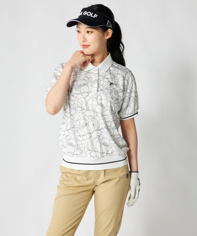 FILAGOLF スポーツウェア トップス レディース ラインフラワー柄リブオーバーサイズ シャツ FILA GOLF 接触冷感 吸汗速乾 夏 | LL/3L | ニッセン nissen_13