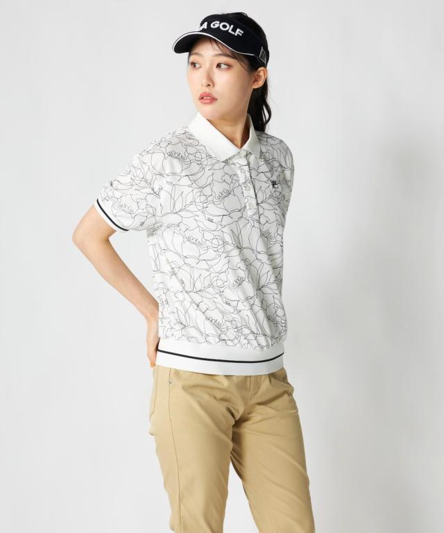 FILAGOLF スポーツウェア トップス レディース ラインフラワー柄リブオーバーサイズ シャツ FILA GOLF 接触冷感 吸汗速乾 夏 | LL/3L | ニッセン nissen_14
