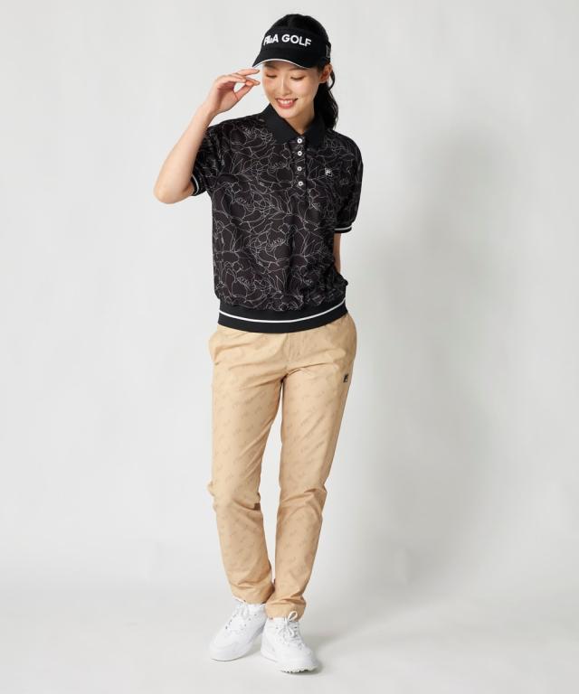 FILAGOLF スポーツウェア トップス レディース ラインフラワー柄リブオーバーサイズ シャツ FILA GOLF 接触冷感 吸汗速乾 夏 | LL/3L | ニッセン nissen_16