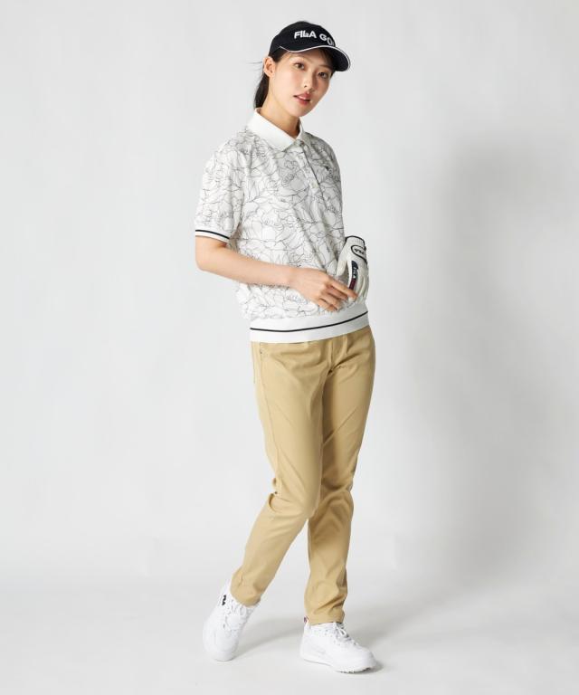 FILAGOLF スポーツウェア トップス レディース ラインフラワー柄リブオーバーサイズ シャツ FILA GOLF 接触冷感 吸汗速乾 夏 | LL/3L | ニッセン nissen_18