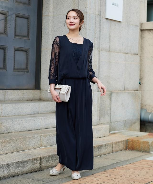 パーティドレス パンツ レディース 結婚式 パーティー ドレス お手洗いラク仕様 カシュクール ロンパース 春 夏 秋 冬 二次会 披露宴 | 4L/5L | ニッセン nissen_1