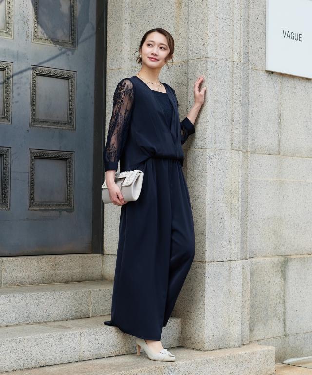 パーティドレス パンツ レディース 結婚式 パーティー ドレス お手洗いラク仕様 カシュクール ロンパース 春 夏 秋 冬 二次会 披露宴 | 4L/5L | ニッセン nissen_4
