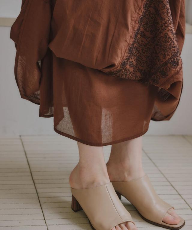 衣装 ロング マキシ トール大きさ レディース 高身たけ 綿100％ 向こう正面刺繍 絵図面 Essenave 夏 途轍も無い大きさ ひざ下 | M/L | ニッセン nissen