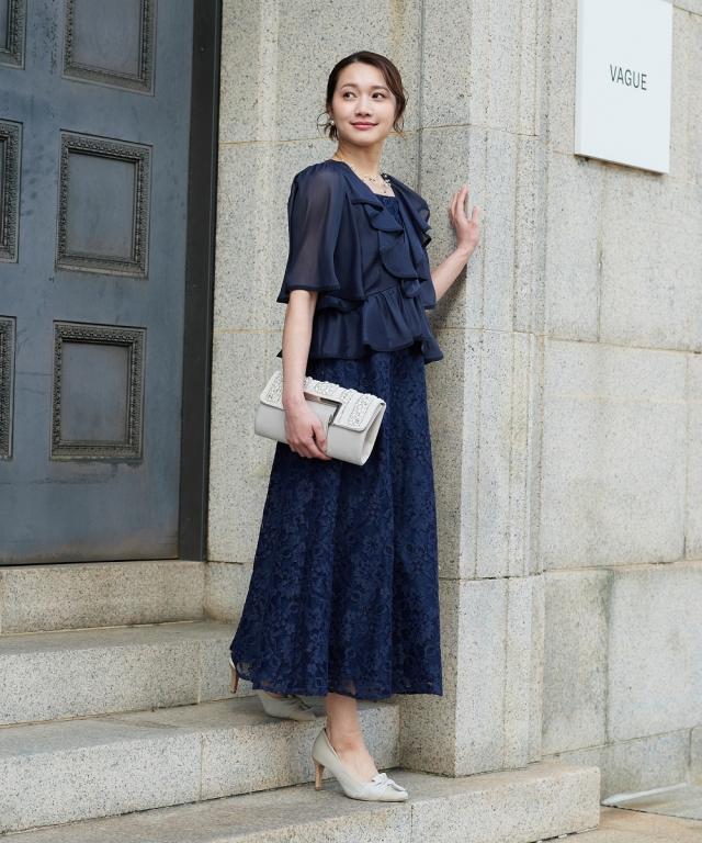 パーティドレス ワンピース レディース 結婚式 パーティー ドレス ラメボイルフリル デザイン レース 春 夏 秋 冬 二次会 披露宴 | M/L | ニッセン nissen_4