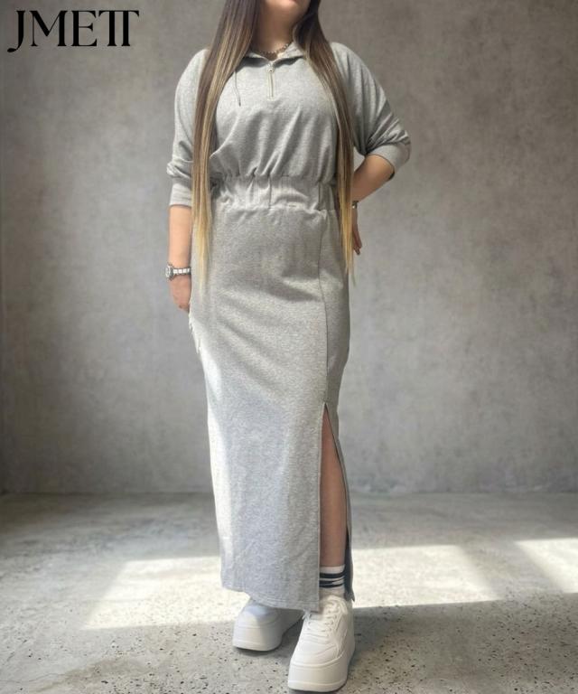 衣装 ロング マキシ レディース maryさん二人三脚 二分の一 ジップ 流汗 フーディ ひざ下 | M/L/LL/3L | ニッセン nissen