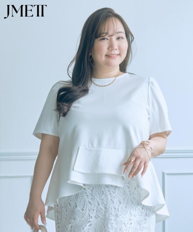 Tシャツ カットソー レディース らめちゃんコラボ ペプラム トップス 夏 | L〜6L | ニッセン nissen