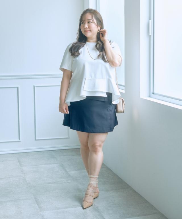 Tシャツ カットソー レディース らめちゃんコラボ ペプラム トップス 夏 | L〜6L | ニッセン nissen_1