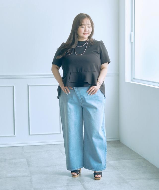Tシャツ カットソー レディース らめちゃんコラボ ペプラム トップス 夏 | L〜6L | ニッセン nissen_6