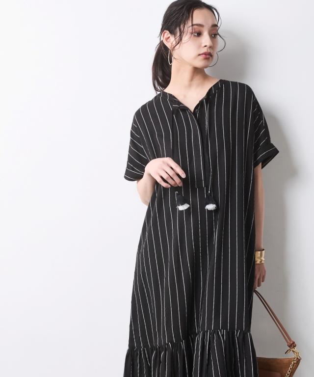 ワンピース ロング マキシ レディース ストライプフレンチスリーブ シックスタイル 夏 ひざ下 | 6L/8L/10L | ニッセン nissen_4