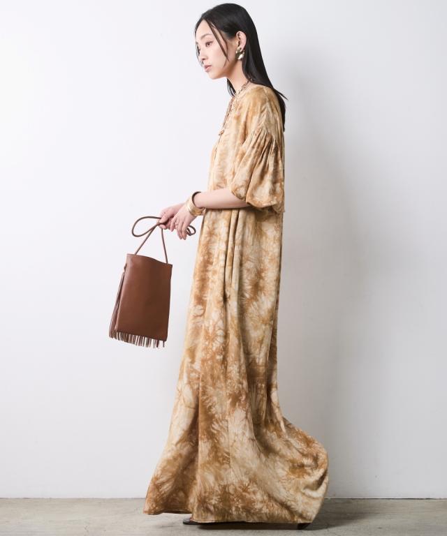 衣装 ロング マキシ レディース 旗がしらムラ染 シックス瓦 ひざ下 | M〜5L | ニッセン nissen