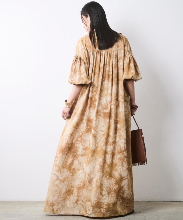 衣装 ロング マキシ レディース 旗がしらムラ染 シックス瓦 ひざ下 | M〜5L | ニッセン nissen