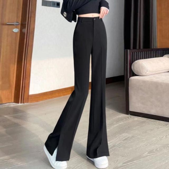 フレアパンツ トレンディ 脚長 アメリカン ハイウエスト モード フレアパンツ レディース フレア パンツ ハイウエスト スリット