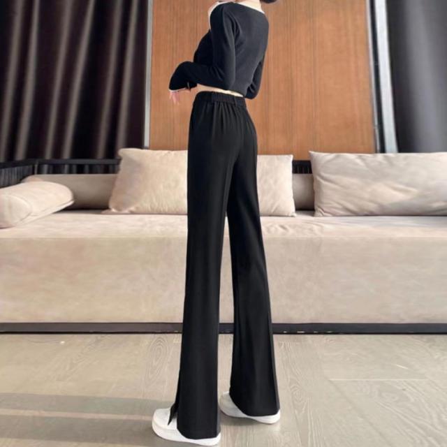 フレアパンツ レディース フレア パンツ ハイウエスト スリット