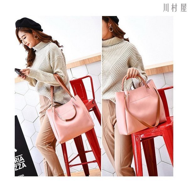 トートバッグ レディースバッグ きれいめ 韓国風 鞄 革 PU キャンパス