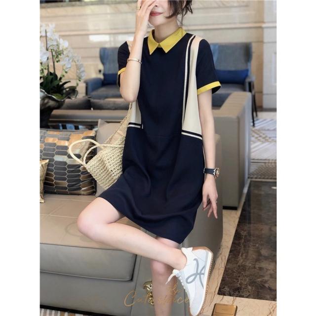 ワンピース レディース スウェットワンピース 配色 切り替えワンピース 大きいサイズ ゆったり 半袖 綿ワンピース  Aライン 通勤 通学 ワンピース レディース スウェットワンピース 配色 切り替えワンピース