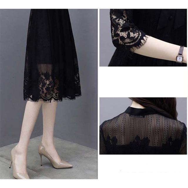 ワンピース レディース 40代 きれいめ 夏 膝丈 七分袖 レース