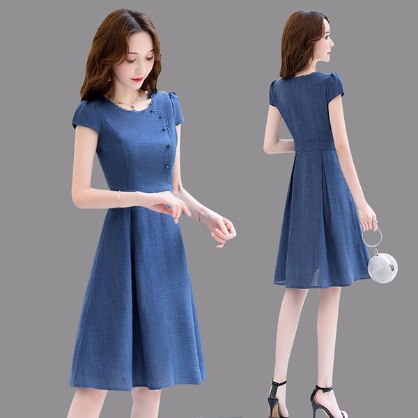 ワンピース レディース 40代 20代 夏 半袖 きれいめ 上品 マキシワンピース 無地 ロング 丸襟 大きいサイズ パーティードレス おしゃれ 韓国風 着痩せ 通勤 新品の通販は 7,630円