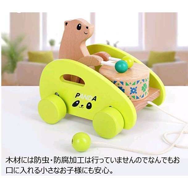 赤ちゃん 引っ張る 木のおもちゃ プルトイ 引き車 ポコポコパンダさん