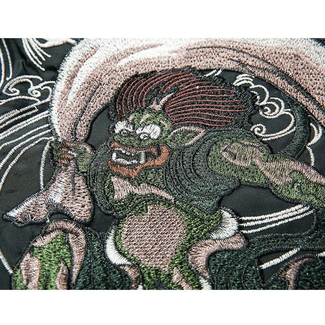ブルゾン スカジャン メンズ 秋物 ジャケット ma-1 風神 雷神 刺繍