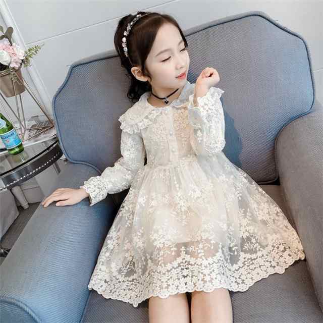 子供服 ワンピース キッズ 長袖 子供ドレス dress 女の子 春秋 レース