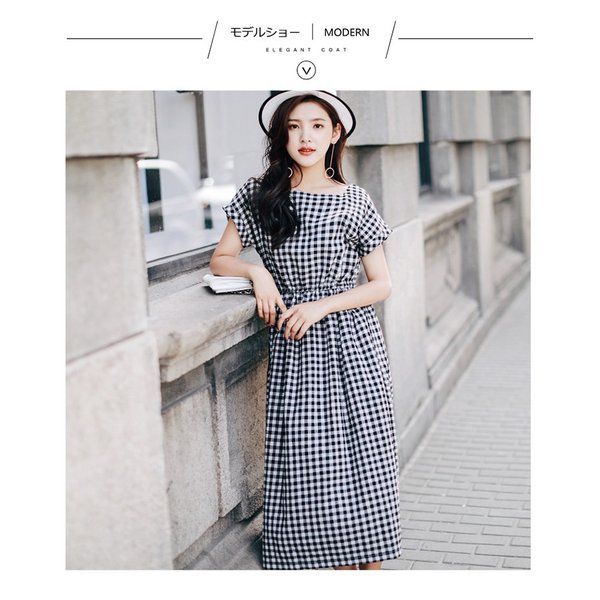 レディース ワンピース ロング  夏 半袖 ワンピース 夏 ロング ワンピース 夏 大きいサイズ ギンガムチェック ワンピースの通販は 7,590円