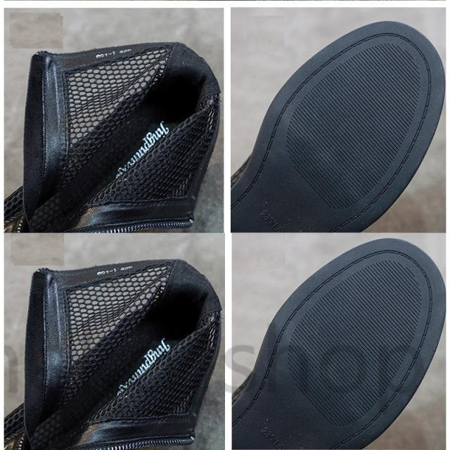 サマー サンダル メッシュブーツ 女性用 ぺたんこ 厚底ヒール2cm ショート丈上品なブーツ レディース 美脚 通気夏作 通勤 オシャレ お出かけ サマー サンダル メッシュブーツ 女性用 ぺたんこ 厚底ヒール2cm