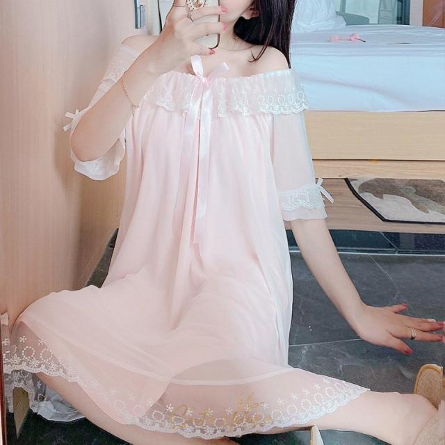 ネグリジェ 春夏 姫 ネグリジェ 白ワンピース レースネグリジェ