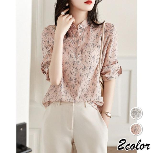 ブラウス レディース シャツ ブラウス 春 夏 韓国風 30代 40代 バルーンスリーブ Vネック シフォン 大きいサイズ 花柄 おしゃれ フォーマル 着痩せ ゆったり ブラウス レディース シャツ 春 夏 韓国風 30代 40代 バルーン