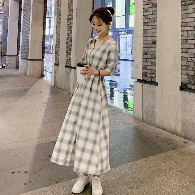 レディースファッション ロングワンピース 秋 夏 七分袖 ゆったり