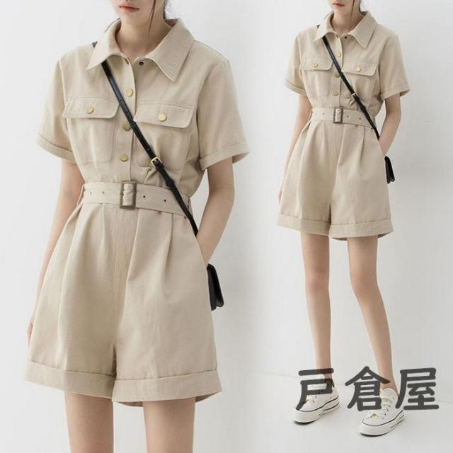 サロペット オーバーオール パンツ レディース 40代 2021 ショット丈 ワイドパンツ ゆったり 半袖 サロペット オシャレボトムス 着痩せ カジュアル韓国風の通販は 5,103円