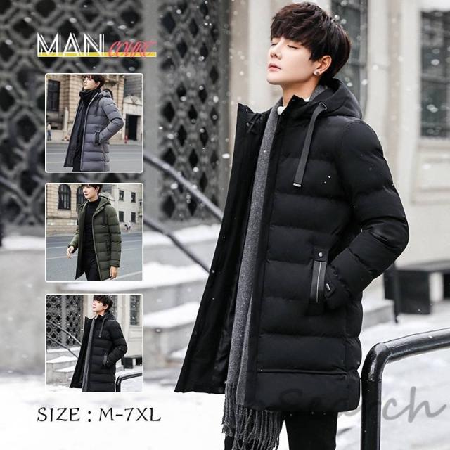 ダウンコート メンズジャケット ロング丈 中綿入り 大きいサイズ 秋冬 ミリタリー フード付き個性 カジュアル 防風アウトドアの通販は
