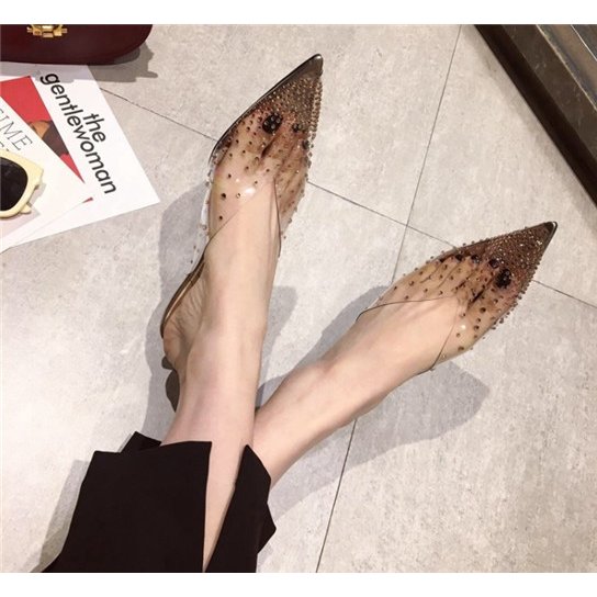 クリアパンプス ハイヒール ミュール サンダル レディース パンプス ポインテッドトゥ サンダル ミュール レディース ヒール 痛くない 脱げない 靴 美脚の通販は