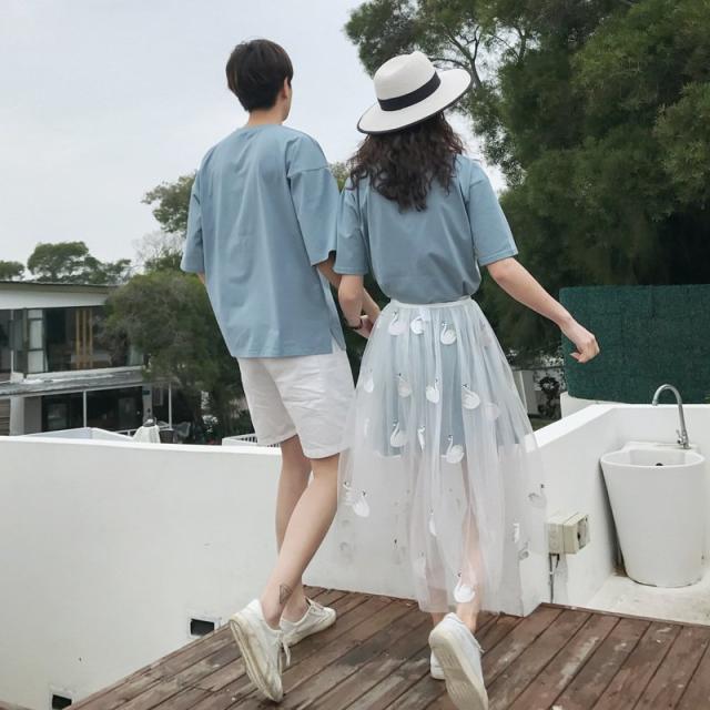 カップル ペアtシャツ 半袖 ペアルック お揃い 服 夏 花柄 パンツ 韓国
