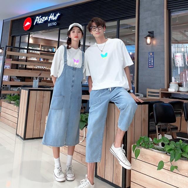 カップル ペアtシャツ 半袖 ペアルック お揃い 服 夏 花柄 パンツ 韓国