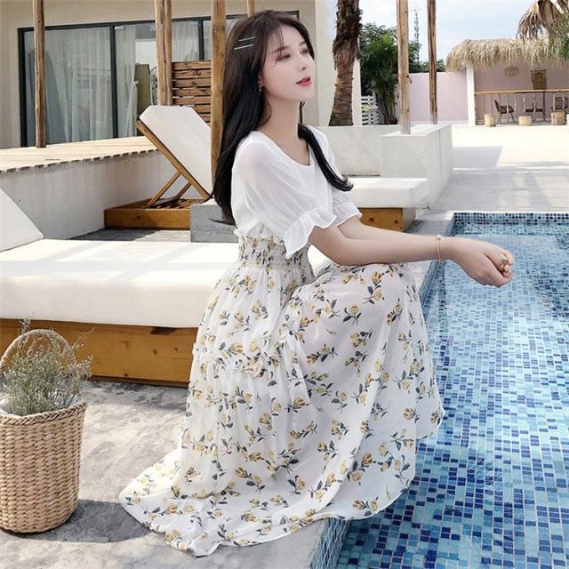 花柄 半袖 ひざ丈ワンピース 44 rc-genki-shop_qz172