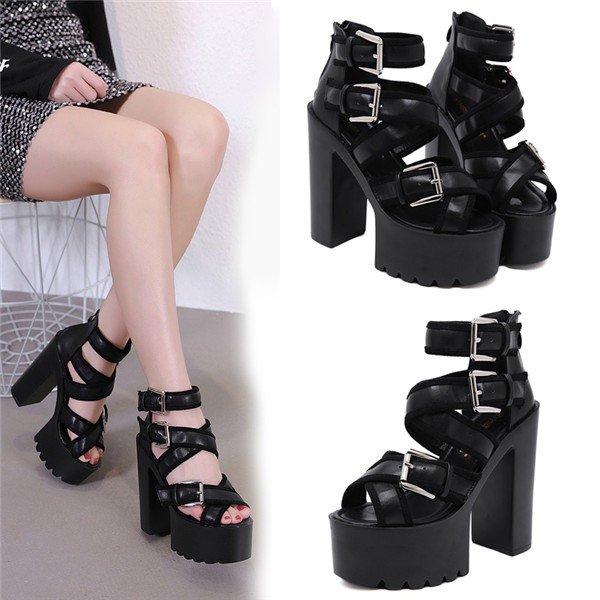 美脚 キャバ サンダル ヒール ウェッジソール 厚底 パーティーサンダル 14cmヒール 超厚底 ミュール ローマ サンダル ハイヒール 厚底ウェッジの通販は 5,670円