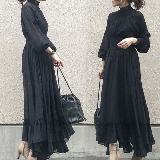 シフォンワンピース レディース 40代 キレイめ マキシ丈