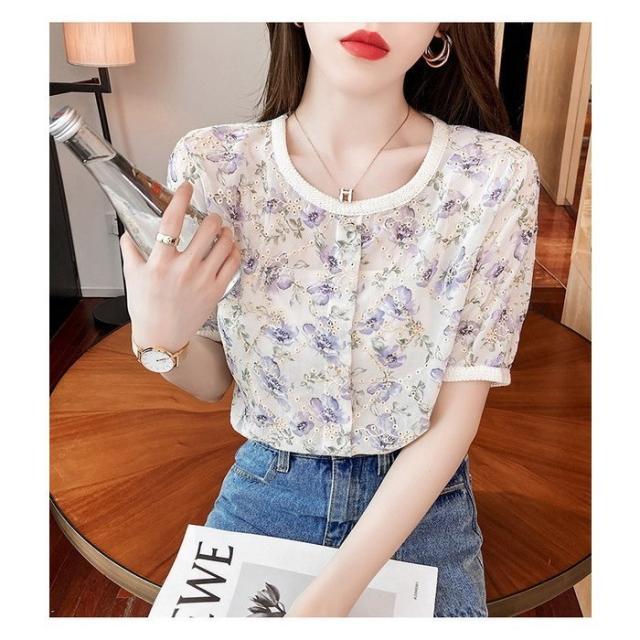 ブラウス レディース 40代 春夏新作 オシャレブラウス 花柄ブラウス
