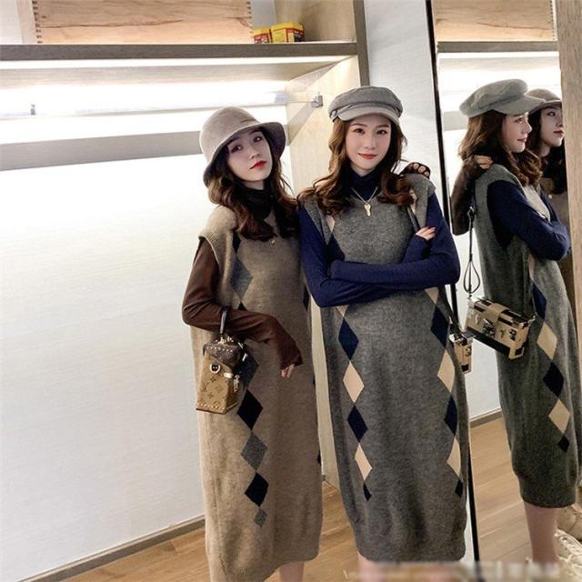 セットアップ ニットワンピース レディース 30代 40代 50代 秋冬 膝丈 復古調 ワンピース きれいめ 上品 オシャレ ワンピース 長袖 体型カバー 通勤 着痩せ