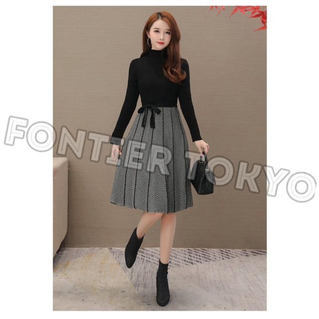 ニットワンピース レディース 長袖 膝丈 ニット ワンピース  Aライン 着痩せ ハイネック おしゃれ 秋コーデ 秋冬 ママワンピース 通勤 フォーマル 30代 40代 ニットワンピース レディース 長袖 膝丈 ニット ワンピース Aライン