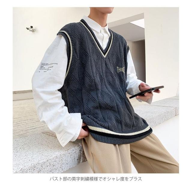 Burberry's ノースリーブ Vネック ニット ロゴ刺繍 ホワイト メンズ BURBERRY BLACK LABEL ロゴ刺繍 Vネック ニットベスト 2 - メルカリ